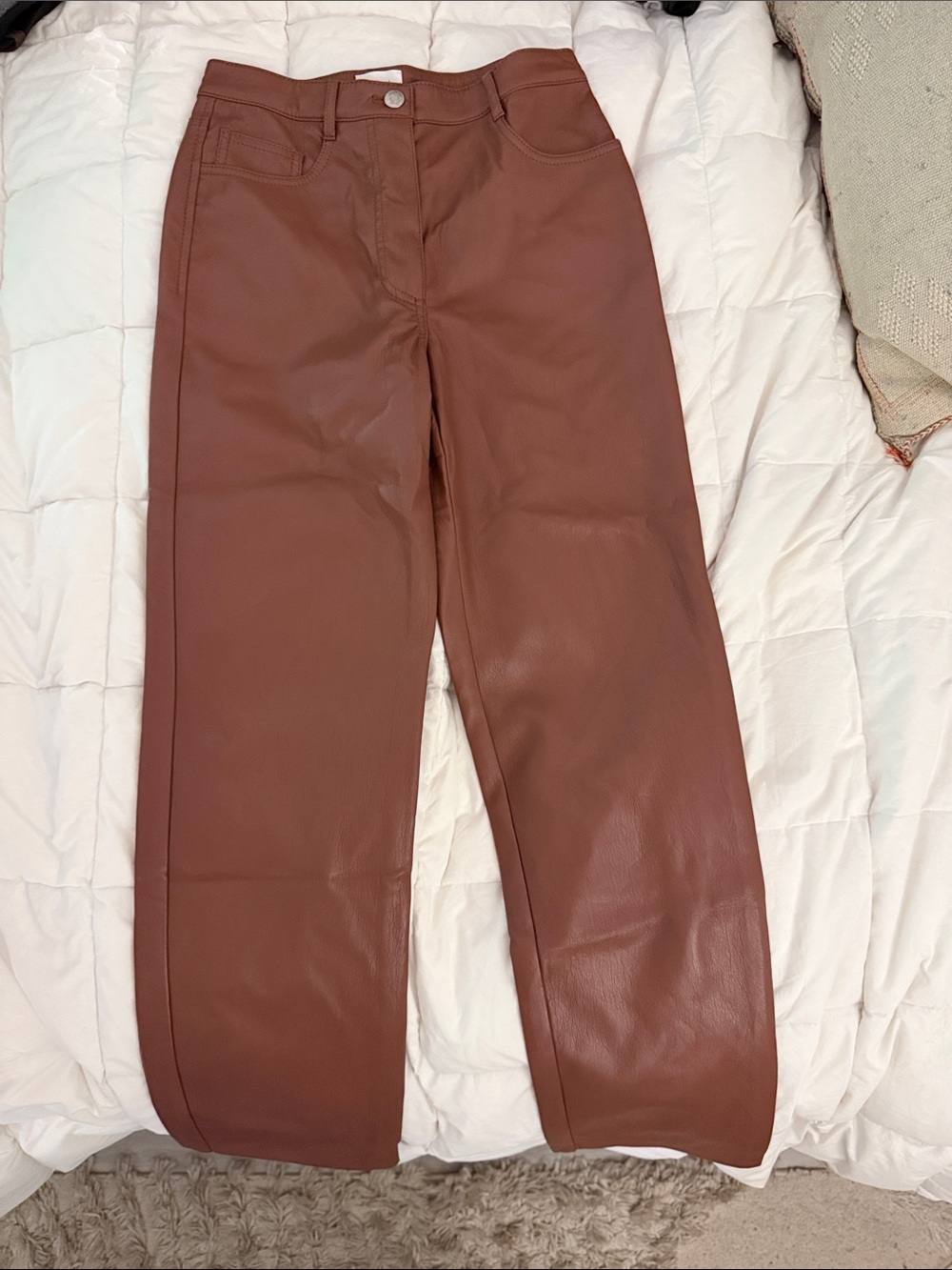 Aritzia Wilfred Melina Vegan Leather Pants Patina Brown Size 2